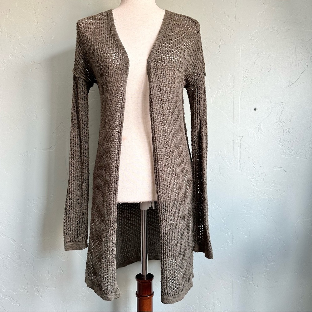 Universal Thread Women Olive Green Open Knit Long Cardigan Sweater XS Fall Boho